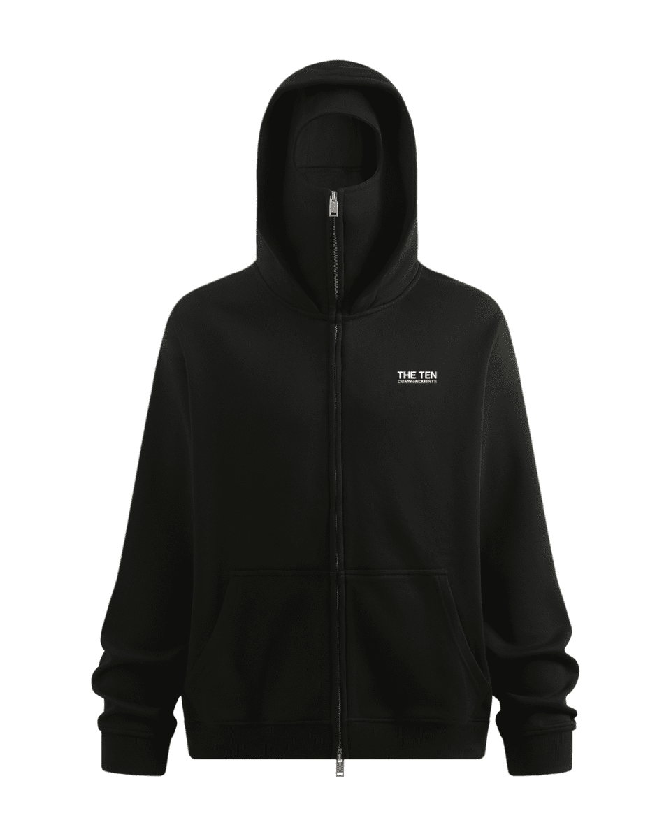 TEN COMMANDMENTS FACE MASK HOODIE - COMMANDMENTS
