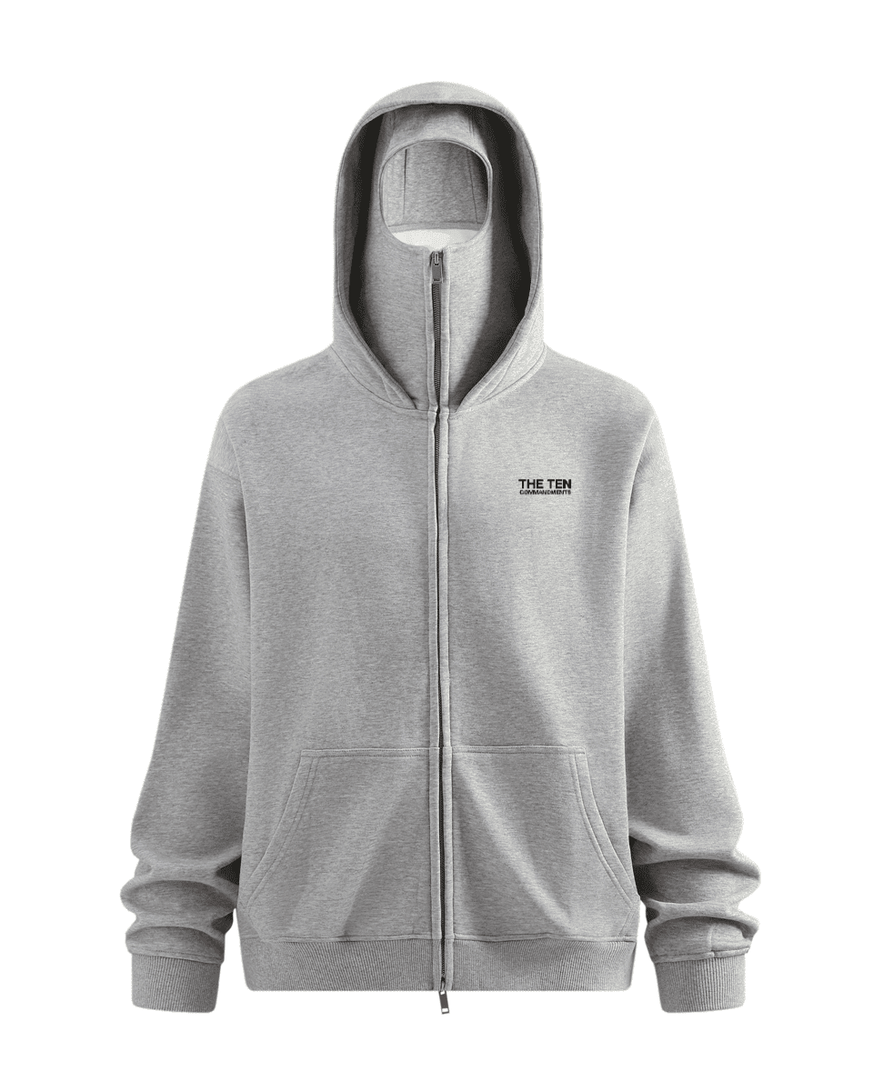 TEN COMMANDMENTS FACE MASK HOODIE - COMMANDMENTS