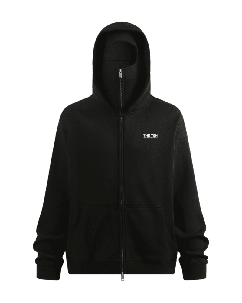 TEN COMMANDMENTS FACE MASK HOODIE - COMMANDMENTS